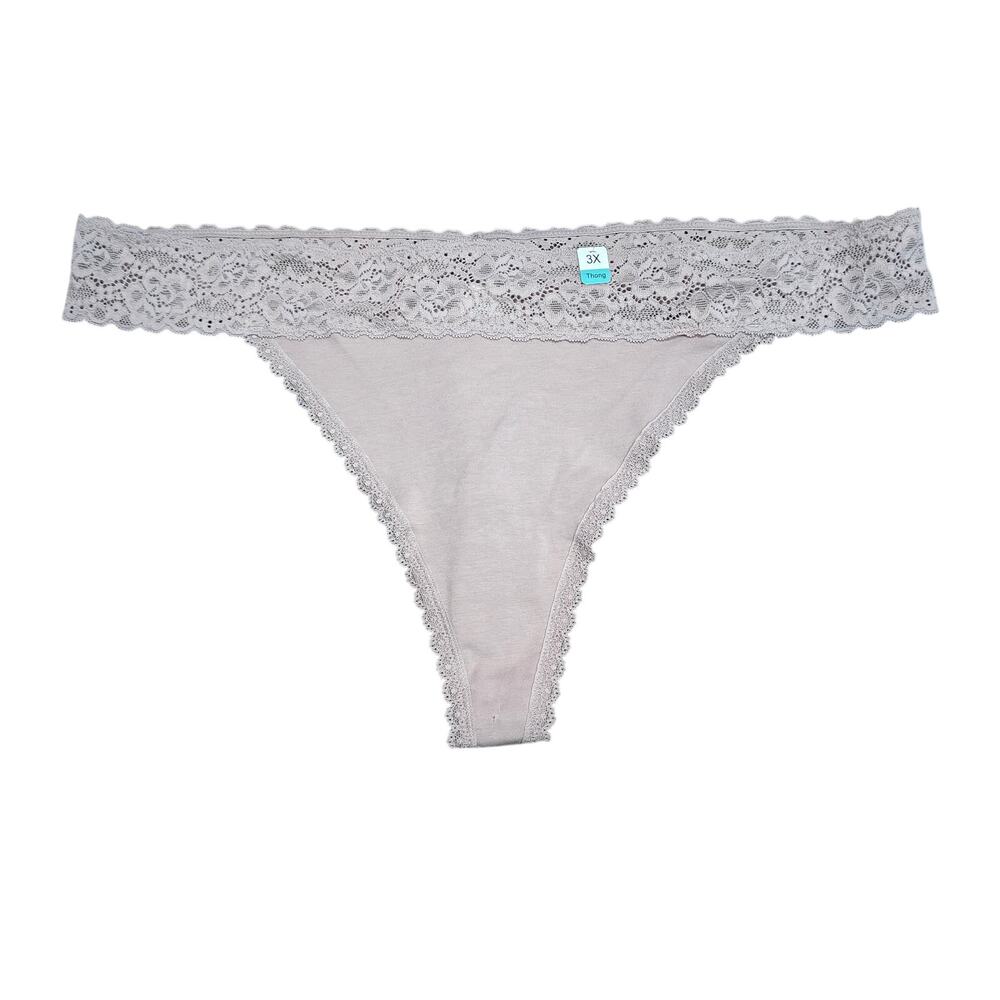 Maurices Simply Comfy Smokey Mauve Lace Waistband Thong Plus Size 3X